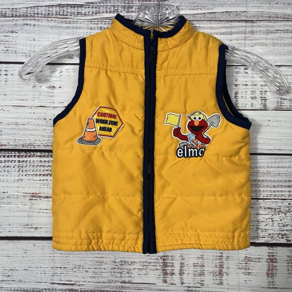Nannette Sesame Street Elmo Baby 18 Month Puffer Vest Quilted Coat Full Zip Y2K